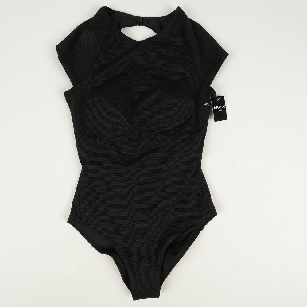 NWT Spanx Swim Womens Small Shaping Hi-Neck SwimSuit One Piece Very Black